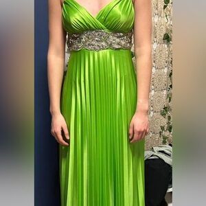 Masquerade Lime Green Beaded Empire Waist Prom Dress